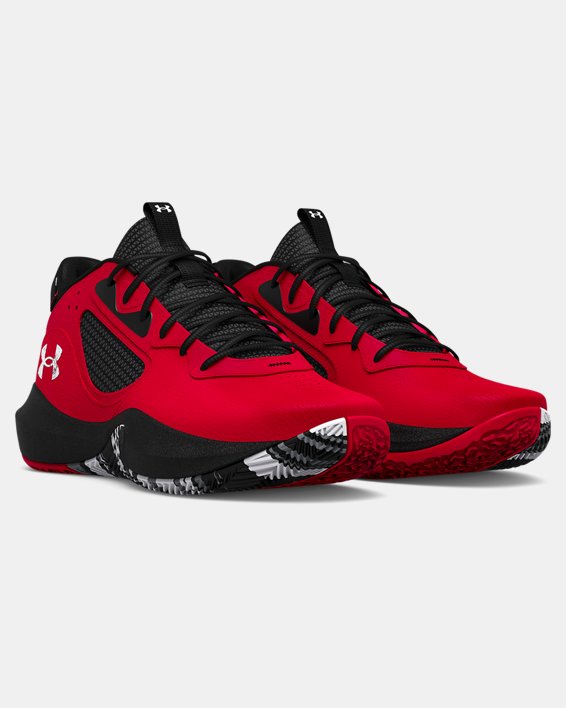 Unisex UA Lockdown 6 Basketball Shoes, Red, pdpMainDesktop image number 3